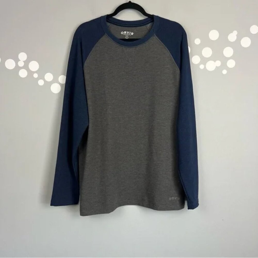 Orvis Classic Collection Knit Crewneck Pullover Blue Long Sleeve Size L